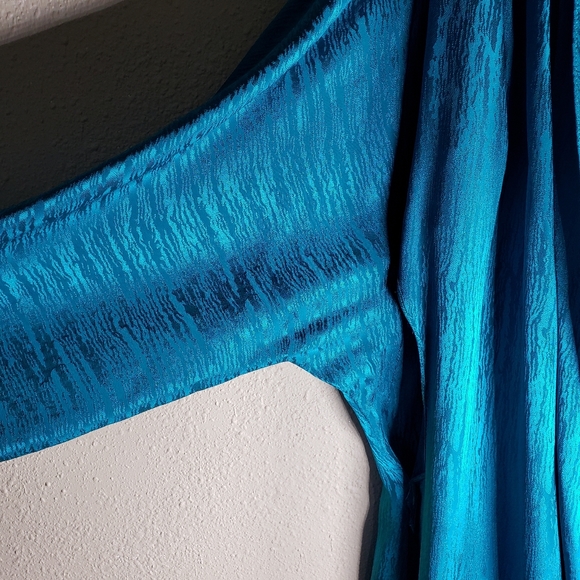 Vintage 80s Francesca of Damon by Starington Teal Dress Silk Dynasty Size 16 - Picture 5 of 10